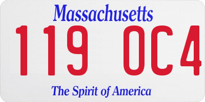 MA license plate 119OC4
