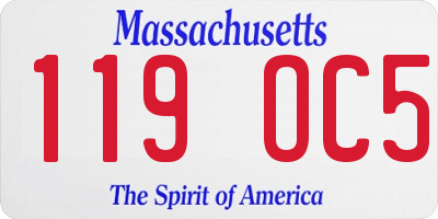 MA license plate 119OC5