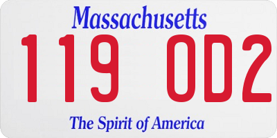 MA license plate 119OD2