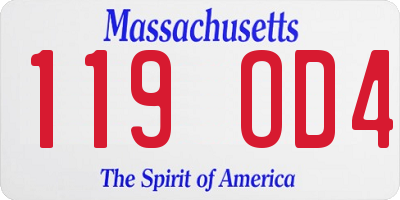 MA license plate 119OD4