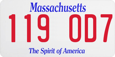 MA license plate 119OD7