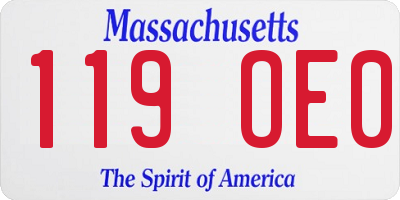 MA license plate 119OE0
