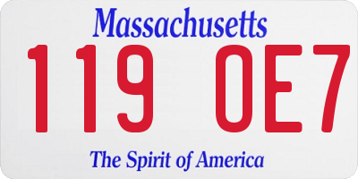 MA license plate 119OE7