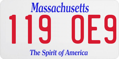 MA license plate 119OE9