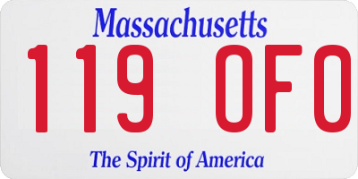 MA license plate 119OF0
