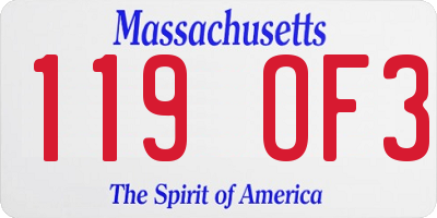 MA license plate 119OF3