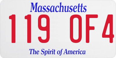 MA license plate 119OF4