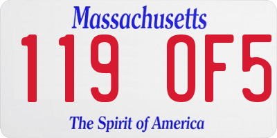 MA license plate 119OF5