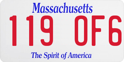 MA license plate 119OF6