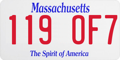 MA license plate 119OF7