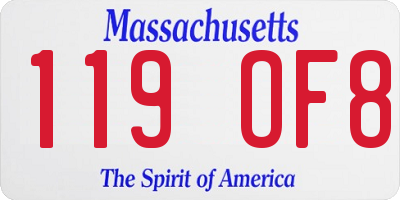 MA license plate 119OF8