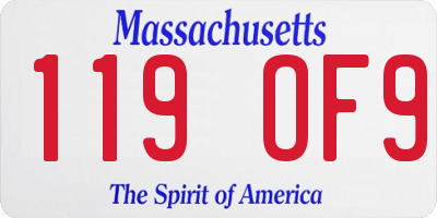 MA license plate 119OF9
