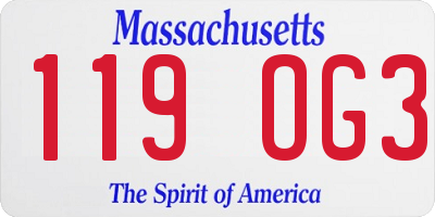 MA license plate 119OG3
