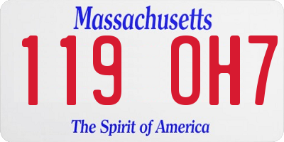 MA license plate 119OH7