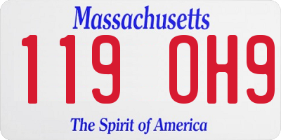 MA license plate 119OH9
