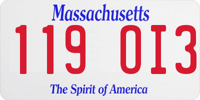 MA license plate 119OI3