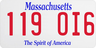 MA license plate 119OI6