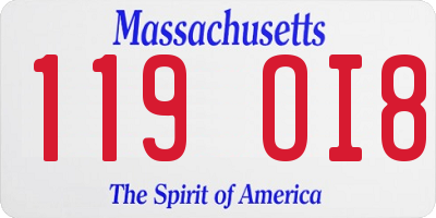 MA license plate 119OI8