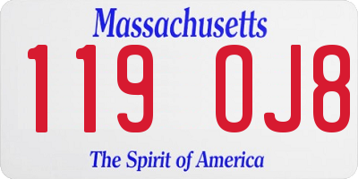 MA license plate 119OJ8