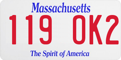 MA license plate 119OK2