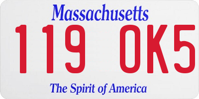 MA license plate 119OK5