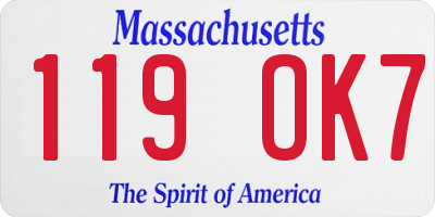 MA license plate 119OK7