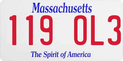 MA license plate 119OL3