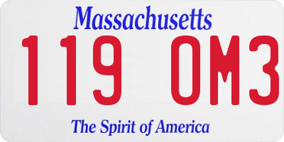 MA license plate 119OM3