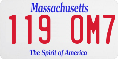MA license plate 119OM7