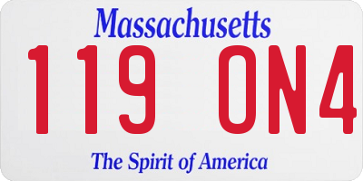 MA license plate 119ON4