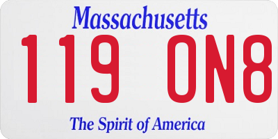 MA license plate 119ON8