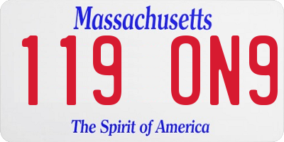 MA license plate 119ON9