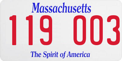 MA license plate 119OO3