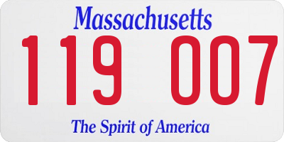 MA license plate 119OO7