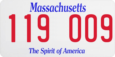 MA license plate 119OO9