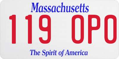 MA license plate 119OP0