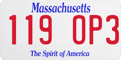 MA license plate 119OP3