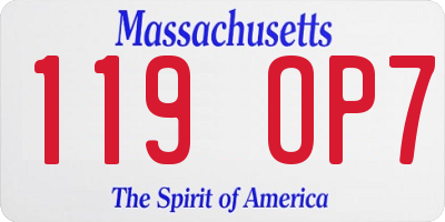 MA license plate 119OP7