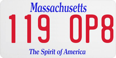 MA license plate 119OP8