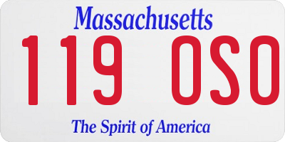 MA license plate 119OS0