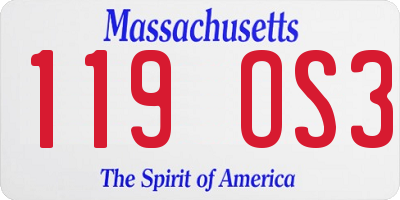 MA license plate 119OS3