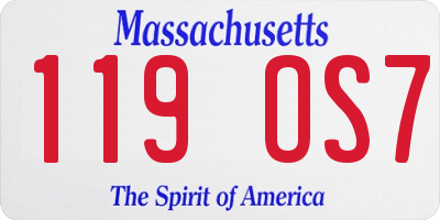 MA license plate 119OS7