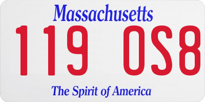 MA license plate 119OS8