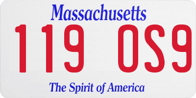MA license plate 119OS9