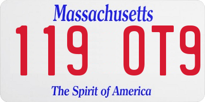MA license plate 119OT9
