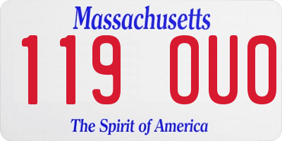 MA license plate 119OU0