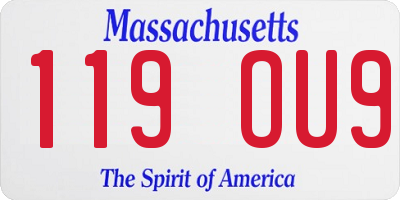 MA license plate 119OU9