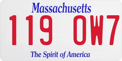 MA license plate 119OW7