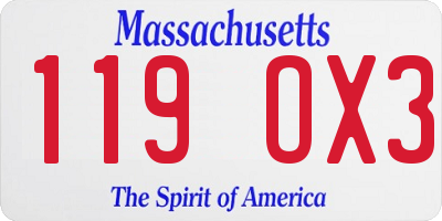MA license plate 119OX3