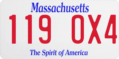 MA license plate 119OX4